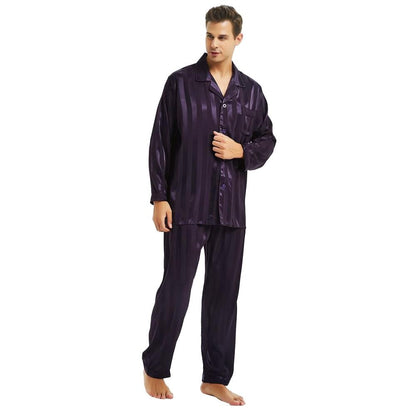 sanyamk Mens Silk Satin Pajamas Set  Pajama Pyjamas Set  PJS  Sleepwear Set Loungewear  U.S.S,M,L,XL,2XL,3XLL,4XL Plus Striped