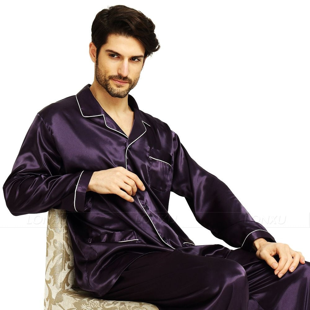 sanyamk Mens Silk Satin Pajamas  Pyjamas  Set  Sleepwear Set  Loungewear  U.S. S,M,L,XL,XXL,XXXL,4XL__Fits All  Seasons