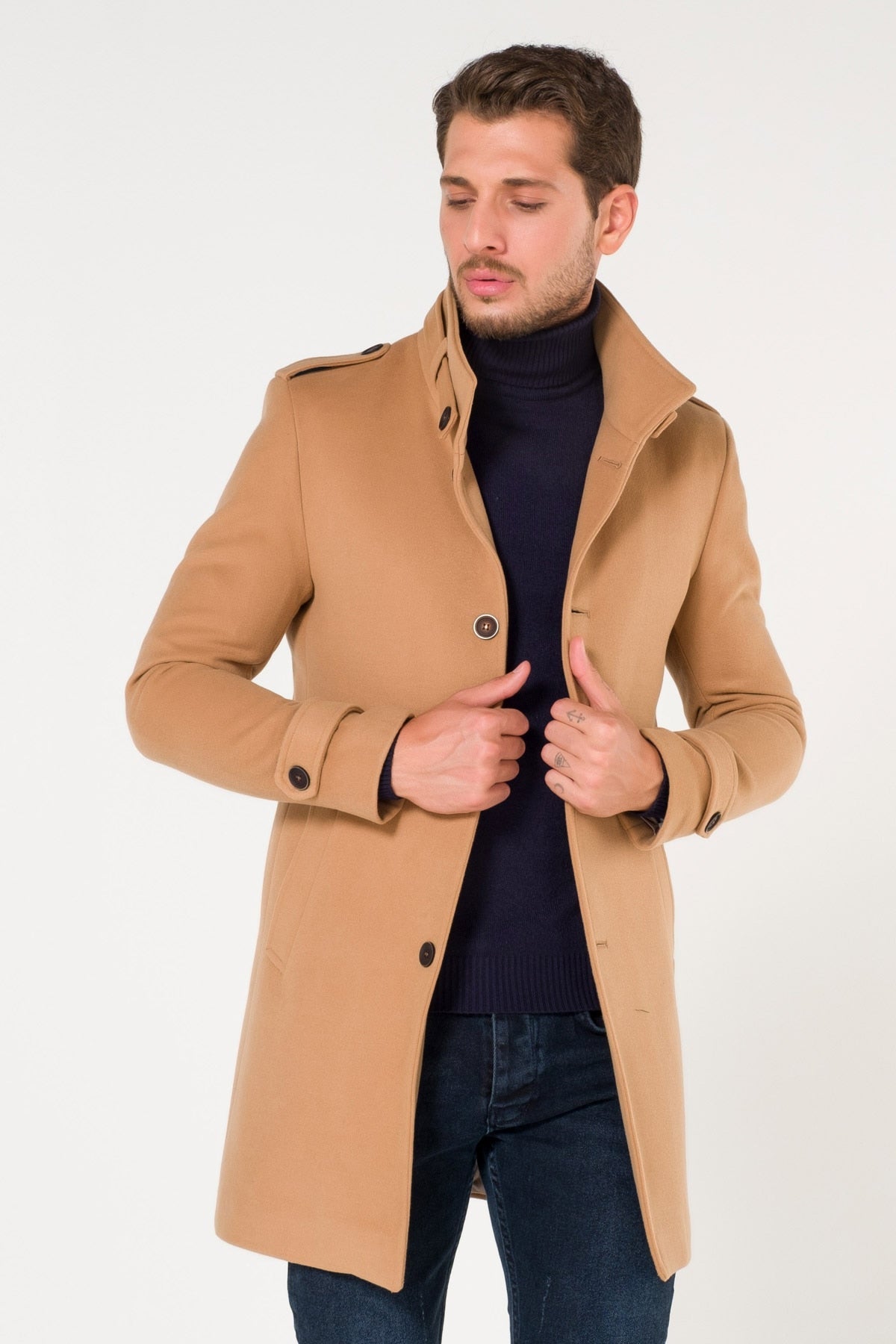 sanyamk AtakGiyim 2021 Men Slim fit judge collar classic model Suitable for suits and sportswear Dirt repellent