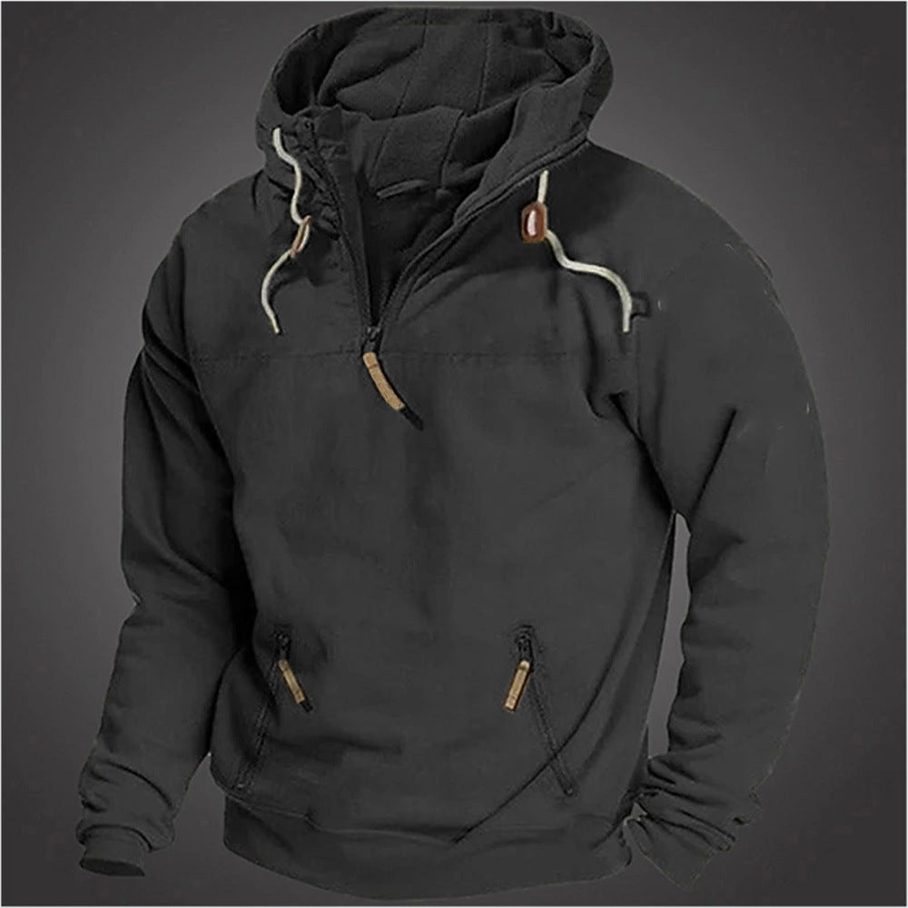 sanyamk American Retro Men Hoodie Autumn Winter Long Sleeve Sweatshirt Oversize Loose Zip Hooded Pullover Fashion Vintage Streetwear Top