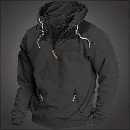 sanyamk American Retro Men Hoodie Autumn Winter Long Sleeve Sweatshirt Oversize Loose Zip Hooded Pullover Fashion Vintage Streetwear Top