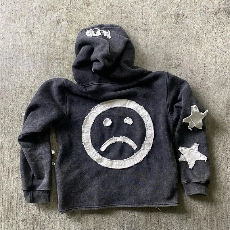 sanyamk Star Letter Embroidered Zipper Sweatshirt Women Y2k Street Fashion Brand Loose Oversized Hoodie Versatile Casual Retro Jacket