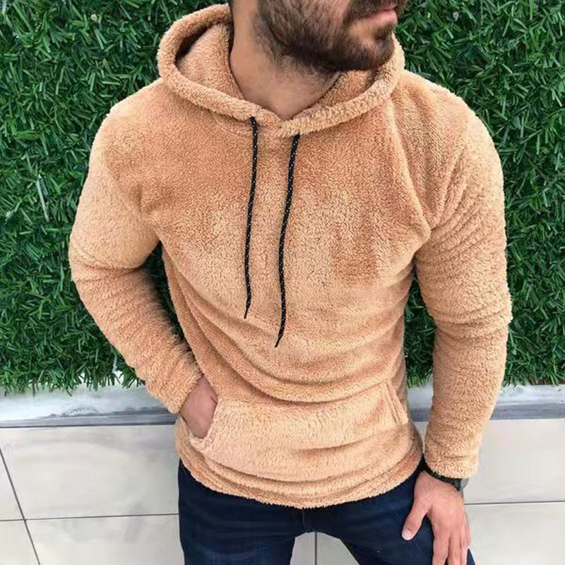 sanyamk Double-sided Plush Hoodie For Men Autumn And Winter Loose Side Seam Pockets Hooded Sweatshirt Fashion Vintage Pullover Coat