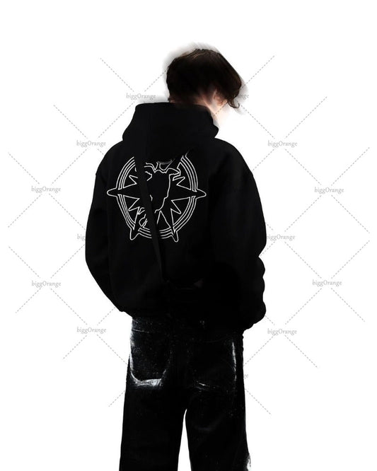 sanyamk Trendy Brand Harajuku Streetwear American Retro Pattern Printed Oversized Sweatshirt Men Gothic Punk Fashion Casual Loose Hoodie