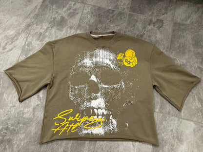 sanyamk New High Street Retro Rock Skull Print Oversized T-shirt Harajuku Gothic Punk Style Graphic Top Men Y2K Trendy Brand Streetwear