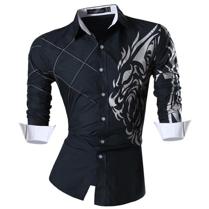 sanyamk Spring Autumn Features Shirts Men Casual Long Sleeve Casual Slim Fit Male Shirts Zipper Decoration (No Pockets) Z015