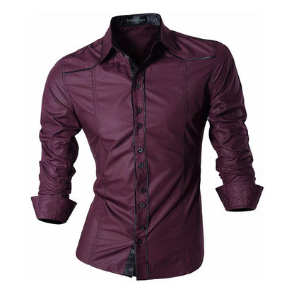 sanyamk Spring Autumn Features Shirts Men Casual Long Sleeve Casual Slim Fit Male Shirts Zipper Decoration (No Pockets) Z015