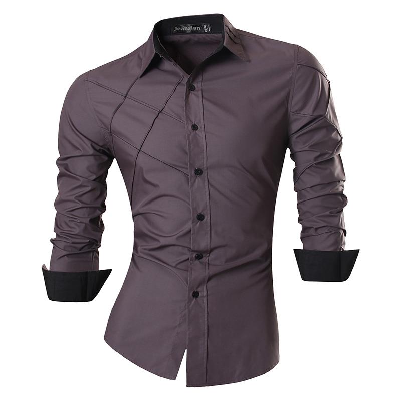 sanyamk Spring Autumn Features Shirts Men Casual Long Sleeve Casual Slim Fit Male Shirts Zipper Decoration (No Pockets) Z015