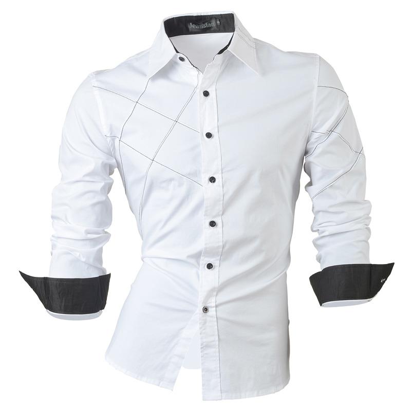 sanyamk Spring Autumn Features Shirts Men Casual Long Sleeve Casual Slim Fit Male Shirts Zipper Decoration (No Pockets) Z015