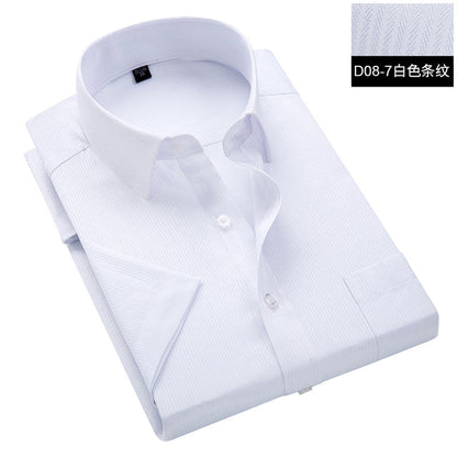 sanyamk Summer S~8xl men&#39;s striped short sleeve dress shirt square collar non-iron regular fit anti-wrinkle  pocket  male social shirt