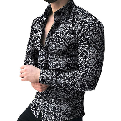 sanyamk Men brand Long Sleeve Shirt Floral Male Blouse Casual Shirts Summer Autumn Shirts Men top Clothes camisa masculina sale