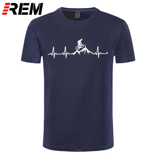 sanyamk Mountain Bike Heartbeat Funny MTB Dirt Bike T Shirt Plus Size Custom Short Sleeve Men&#39;s T-shirt Fashion Family Cotton