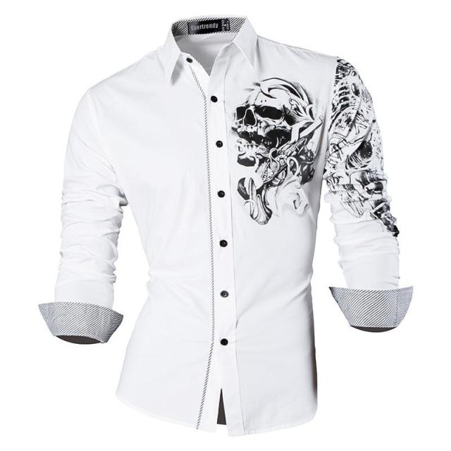 sanyamk Sportrendy Men&#39;s Shirt Dress Casual Long Sleeve Slim Fit Fashion Dragon Stylish JZS041