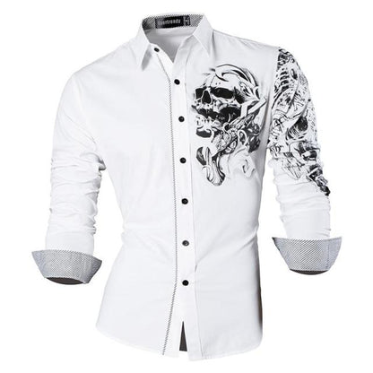 sanyamk Sportrendy Men&#39;s Shirt Dress Casual Long Sleeve Slim Fit Fashion Dragon Stylish JZS041