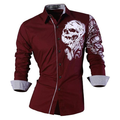 sanyamk Sportrendy Men&#39;s Shirt Dress Casual Long Sleeve Slim Fit Fashion Dragon Stylish JZS041