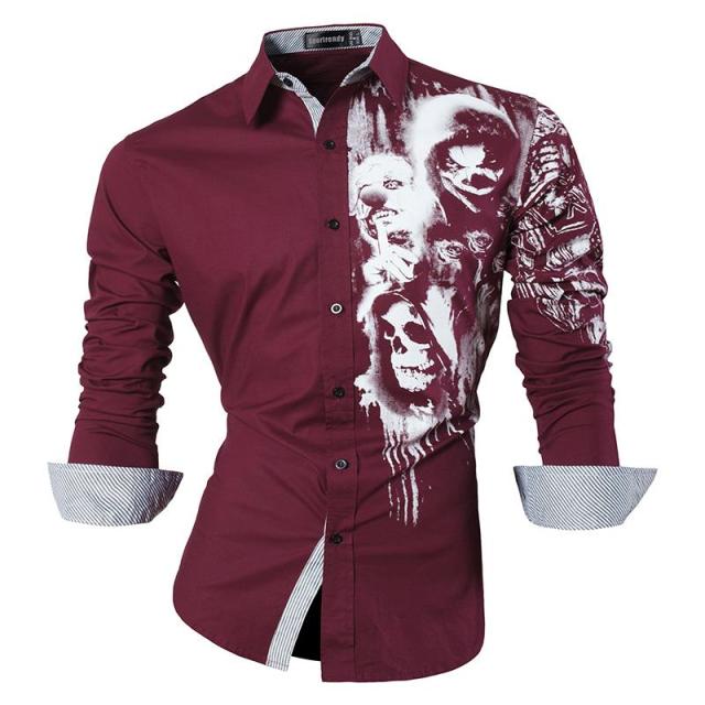 sanyamk Sportrendy Men&#39;s Shirt Dress Casual Long Sleeve Slim Fit Fashion Dragon Stylish JZS041