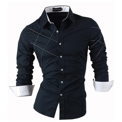 sanyamk Sportrendy Men&#39;s Shirt Dress Casual Long Sleeve Slim Fit Fashion Dragon Stylish JZS041