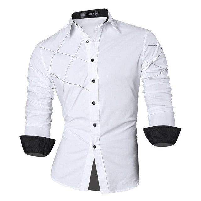 sanyamk Sportrendy Men&#39;s Shirt Dress Casual Long Sleeve Slim Fit Fashion Dragon Stylish JZS041