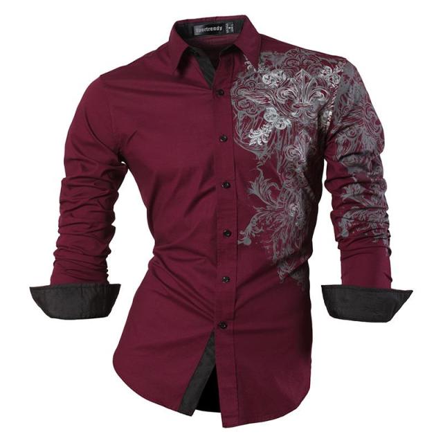 sanyamk Sportrendy Men&#39;s Shirt Dress Casual Long Sleeve Slim Fit Fashion Dragon Stylish JZS041