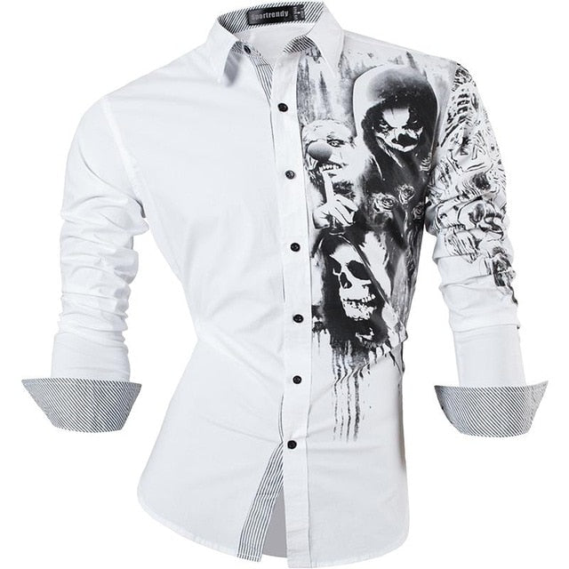 sanyamk Sportrendy Men&#39;s Shirt Dress Casual Long Sleeve Slim Fit Fashion Dragon Stylish JZS041