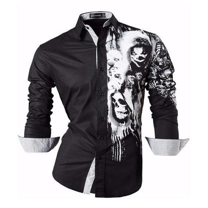 sanyamk Sportrendy Men&#39;s Shirt Dress Casual Long Sleeve Slim Fit Fashion Dragon Stylish JZS041