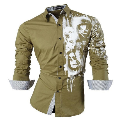 sanyamk Sportrendy Men&#39;s Shirt Dress Casual Long Sleeve Slim Fit Fashion Dragon Stylish JZS041