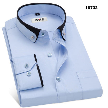 sanyamk Men&#39;s Business Dress Shirts Male Formal Button-Down Collar Shirt Fashion Style Spring&amp;Autumn Men&#39;s Casual Shirt