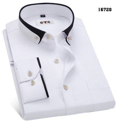 sanyamk Men&#39;s Business Dress Shirts Male Formal Button-Down Collar Shirt Fashion Style Spring&amp;Autumn Men&#39;s Casual Shirt