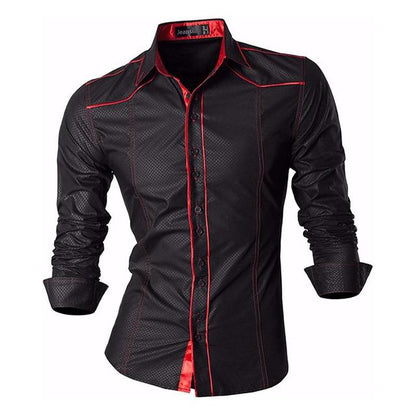 sanyamk Spring Autumn Features Shirts Men Casual Long Sleeve Casual Slim Fit Male Shirts Zipper Decoration (No Pockets) Z015