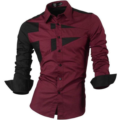 sanyamk Spring Autumn Features Shirts Men Casual Long Sleeve Casual Slim Fit Male Shirts Zipper Decoration (No Pockets) Z015