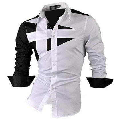 sanyamk Spring Autumn Features Shirts Men Casual Long Sleeve Casual Slim Fit Male Shirts Zipper Decoration (No Pockets) Z015