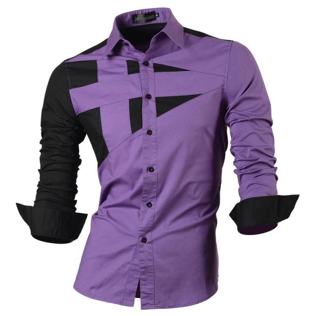 sanyamk Spring Autumn Features Shirts Men Casual Long Sleeve Casual Slim Fit Male Shirts Zipper Decoration (No Pockets) Z015