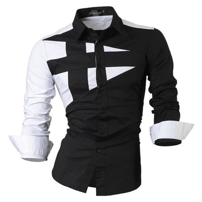 sanyamk Spring Autumn Features Shirts Men Casual Long Sleeve Casual Slim Fit Male Shirts Zipper Decoration (No Pockets) Z015