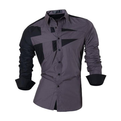 sanyamk Spring Autumn Features Shirts Men Casual Long Sleeve Casual Slim Fit Male Shirts Zipper Decoration (No Pockets) Z015