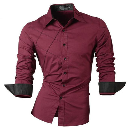 sanyamk Spring Autumn Features Shirts Men Casual Long Sleeve Casual Slim Fit Male Shirts Zipper Decoration (No Pockets) Z015