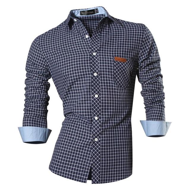 sanyamk Spring Autumn Features Shirts Men Casual Long Sleeve Casual Slim Fit Male Shirts Zipper Decoration (No Pockets) Z015