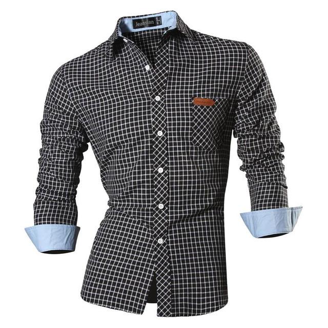 sanyamk Spring Autumn Features Shirts Men Casual Long Sleeve Casual Slim Fit Male Shirts Zipper Decoration (No Pockets) Z015