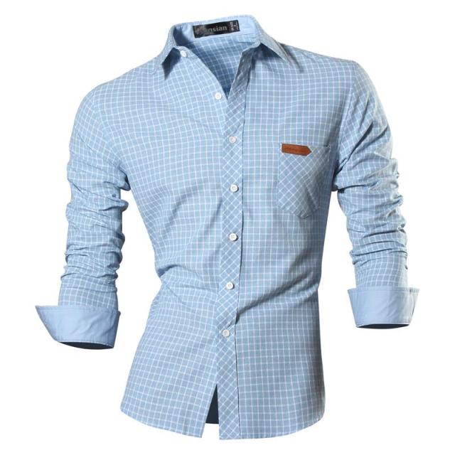 sanyamk Spring Autumn Features Shirts Men Casual Long Sleeve Casual Slim Fit Male Shirts Zipper Decoration (No Pockets) Z015