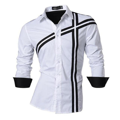 sanyamk Spring Autumn Features Shirts Men Casual Long Sleeve Casual Slim Fit Male Shirts Zipper Decoration (No Pockets) Z015