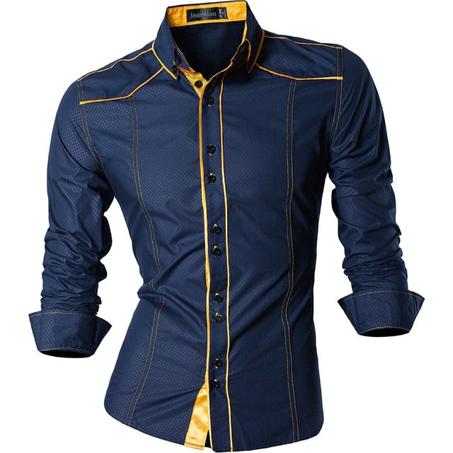 sanyamk Spring Autumn Features Shirts Men Casual Jeans Shirt New Arrival Long Sleeve Casual Slim Fit Male Shirts Z034