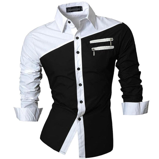 sanyamk Spring Autumn Features Shirts Men Casual Jeans Shirt New Arrival Long Sleeve Casual Slim Fit Male Shirts Z034