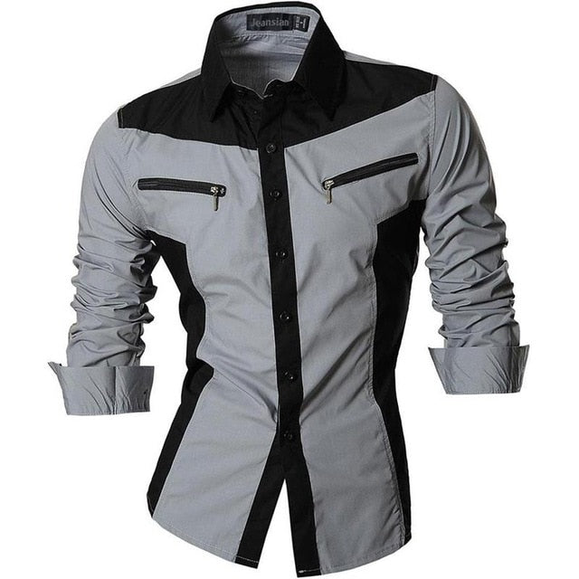 sanyamk Spring Autumn Features Shirts Men Casual Jeans Shirt New Arrival Long Sleeve Casual Slim Fit Male Shirts Z034