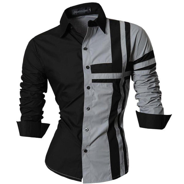 sanyamk Spring Autumn Features Shirts Men Casual Jeans Shirt New Arrival Long Sleeve Casual Slim Fit Male Shirts Z034