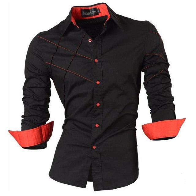 sanyamk Spring Autumn Features Shirts Men Casual Jeans Shirt New Arrival Long Sleeve Casual Slim Fit Male Shirts Z034