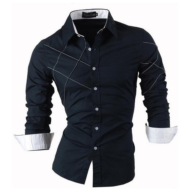 sanyamk Spring Autumn Features Shirts Men Casual Jeans Shirt New Arrival Long Sleeve Casual Slim Fit Male Shirts Z034