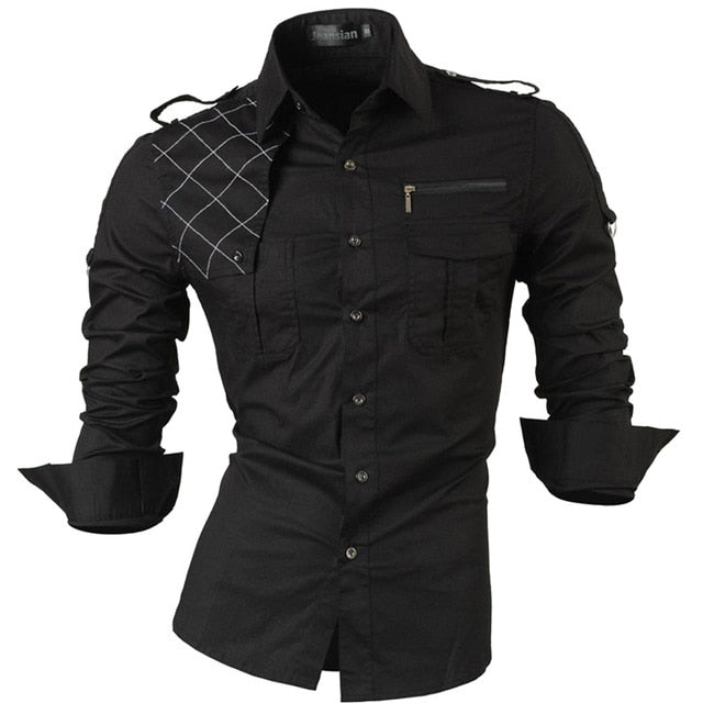 sanyamk Spring Autumn Features Shirts Men Casual Jeans Shirt New Arrival Long Sleeve Casual Slim Fit Male Shirts Z034