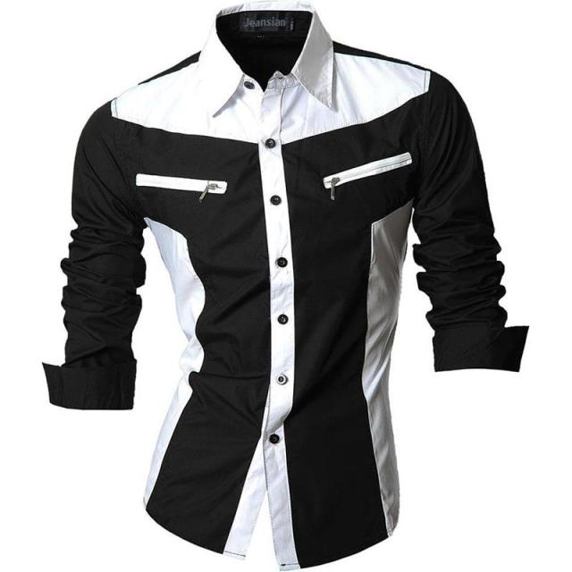 sanyamk Spring Autumn Features Shirts Men Casual Jeans Shirt New Arrival Long Sleeve Casual Slim Fit Male Shirts Z034