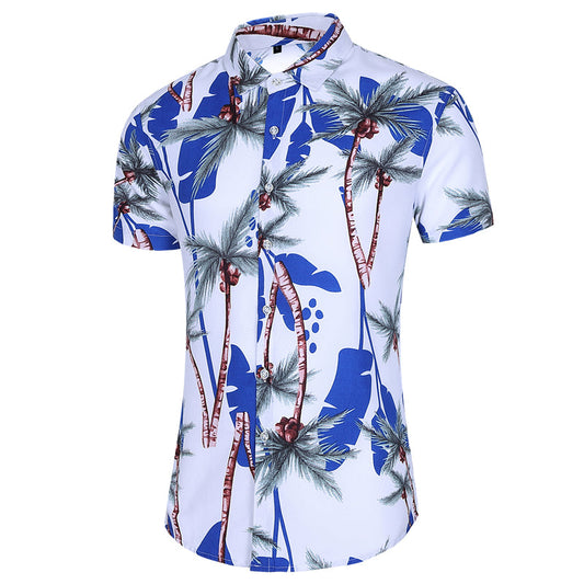 sanyamk Summer Fashion Mens Shirt Slim Fit Short Sleeve Floral Shirt Mens Clothing Trend Mens Casual Flower Shirts Size M-7XL