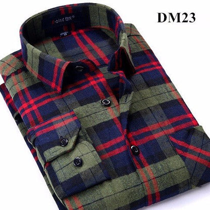 sanyamk Plaid Shirt New Autumn Winter Flannel Red Checkered Shirt Men Shirts Long Sleeve Chemise Homme Cotton Male Check Shirts