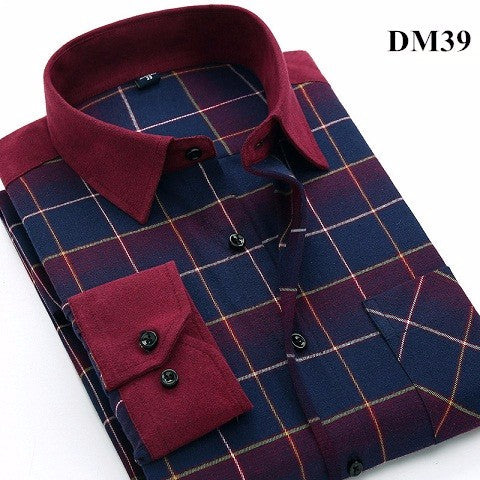 sanyamk Plaid Shirt New Autumn Winter Flannel Red Checkered Shirt Men Shirts Long Sleeve Chemise Homme Cotton Male Check Shirts